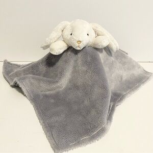 The Childrens Place Bunny Lovey White Gray Satin Plush Stuffed Animal Baby Toy